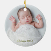 Cute Baby Bear First Christmas Keepsake Photo セラミックオーナメント (裏面)