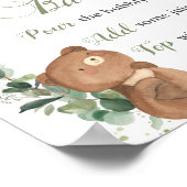 Cute Baby Bear Greenery Baby Shower Momosa Bar ポスター (角)