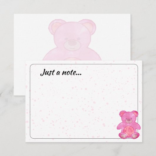 Cute Baby Bear In Pink Custom Just a Note ノートカード (正面/裏面)