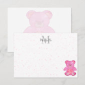 Cute Baby Bear In Pink Personalized  ノートカード (正面/裏面)
