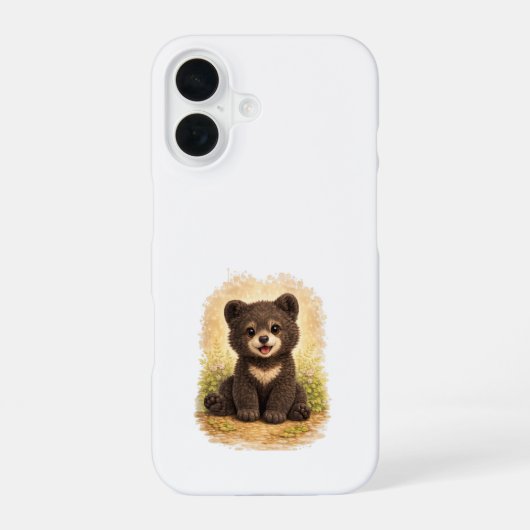 Cute Baby Bear iPhone 16 Case Kawaii Art 16ケース (裏面)