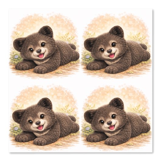 Cute Baby Bear Pattern Wallpaper Nursery Kids 壁紙 (正面)