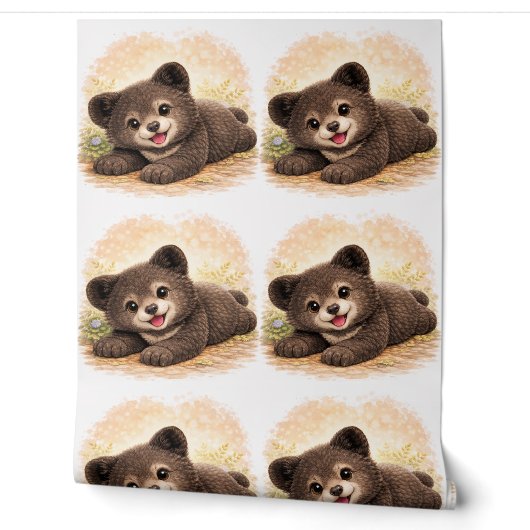 Cute Baby Bear Pattern Wallpaper Nursery Kids 壁紙 (ほどく)