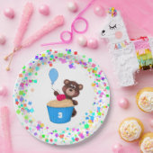 Cute Baby Bear Vanilla Cupcake Birthday ペーパープレート (パーティー)