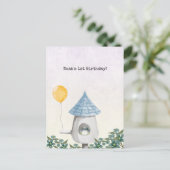Cute Baby Bird With Yellow Balloon Invitation ポストカード (スタンド正面)