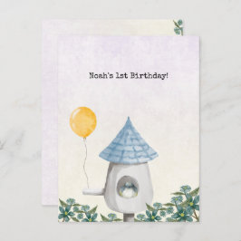 Cute Baby Bird With Yellow Balloon Invitation ポストカード