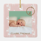 Cute Baby Birth Announcement Photo セラミックオーナメント (裏面)