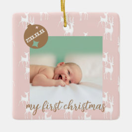 Cute Baby Birth Announcement Photo セラミックオーナメント