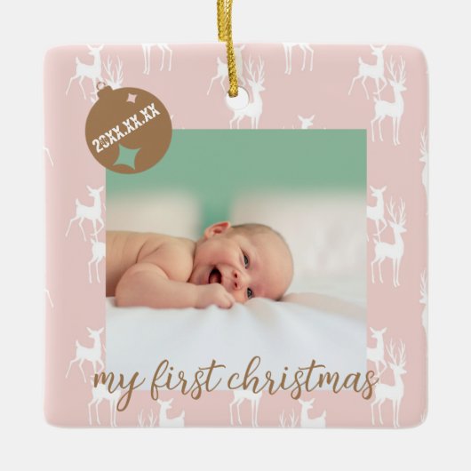 Cute Baby Birth Announcement Photo セラミックオーナメント (正面)
