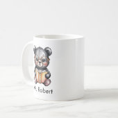 Cute Baby Black Bear Reading a Book Custom コーヒーマグカップ (正面左)