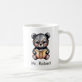 Cute Baby Black Bear Reading a Book Custom コーヒーマグカップ