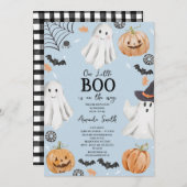 Cute Baby Blue Halloween Little Boo Baby Shower  招待状 (正面/裏面)
