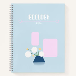 Cute baby blue notebook with geometric flowers  ノートブック