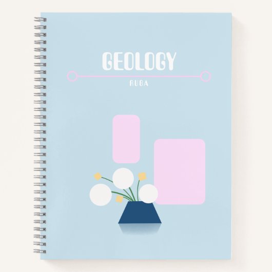 Cute baby blue notebook with geometric flowers  ノートブック (正面)