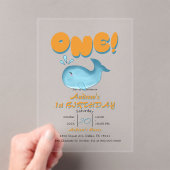 Cute Baby Blue Whale 1st Birthday アクリル招待状 (インサイチュ (ポータブル))