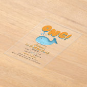 Cute Baby Blue Whale 1st Birthday アクリル招待状 (レイダウン)