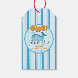 Cute Baby Blue Whale 1st Birthday ギフトタグ