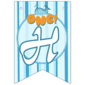 Cute Baby Blue Whale 1st Birthday バンティングフラッグ (第2の旗)