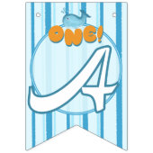 Cute Baby Blue Whale 1st Birthday バンティングフラッグ (第3の旗)