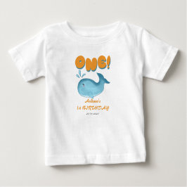 Cute Baby Blue Whale 1st Birthday ベビーTシャツ