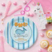 Cute Baby Blue Whale 1st Birthday ペーパープレート (パーティー)