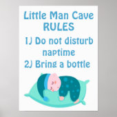 Cute Baby Boy Little Man Cave Rules Nursery Art ポスター (正面)
