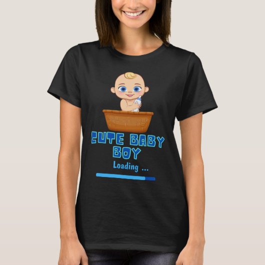 Cute Baby Boy Loading Gender Party Pregnancy It s  Tシャツ (正面)
