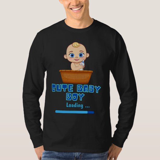 Cute Baby Boy Loading Gender Party Pregnancy It's Tシャツ (正面)
