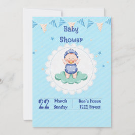 Cute Baby Boy Party Invitation  招待状