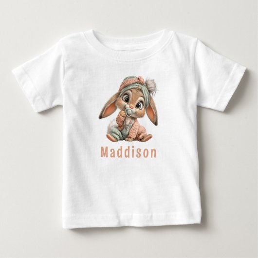 Cute Baby Bunny Birthday ベビーTシャツ (正面)