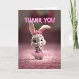 Cute Baby Bunny Girl in Pink Tutu Thank You カード