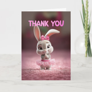 Cute Baby Bunny Girl in Pink Tutu Thank You カード
