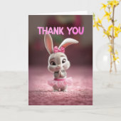 Cute Baby Bunny Girl in Pink Tutu Thank You カード (黄色い花)