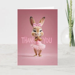 Cute Baby Bunny Girl in Pink Tutu Thank You カード