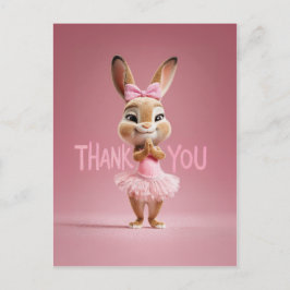 Cute Baby Bunny Girl in Pink Tutu Thank You ポストカード
