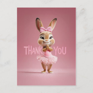 Cute Baby Bunny Girl in Pink Tutu Thank You ポストカード