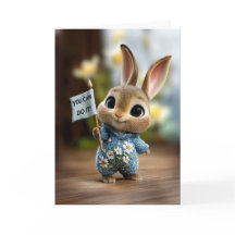 Cute Baby Bunny in Blue Romper Encouragement