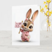 Cute Baby Bunny With Rose Crown Encouragement カード (黄色い花)