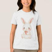 Cute Baby Bunny with Strawberry Illustration トライブレンドＴシャツ (正面)