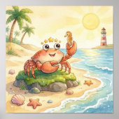 Cute Baby Cancer Zodiac Wall Art Poster ポスター (正面)