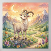 Cute Baby Capricorn Zodiac Wall Art Poster ポスター (正面)