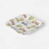 Cute Baby Cars And Animals Birthday Party Pattern ペーパープレート (傾斜あり)