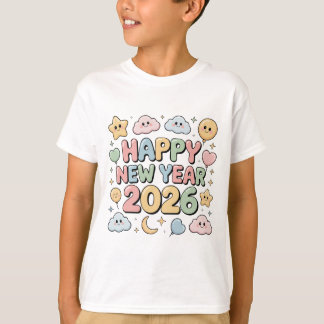 Cute Baby Cartoon New Year 2026 Illustration Tシャツ