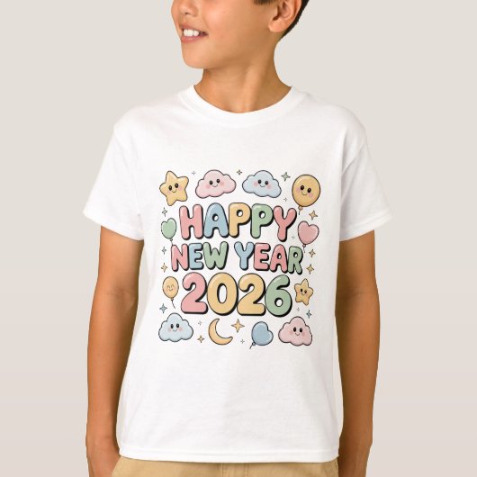 Cute Baby Cartoon New Year 2026 Illustration Tシャツ (正面)