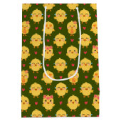 Cute Baby Chick Love with Hearts ミディアムペーパーバッグ (裏面)