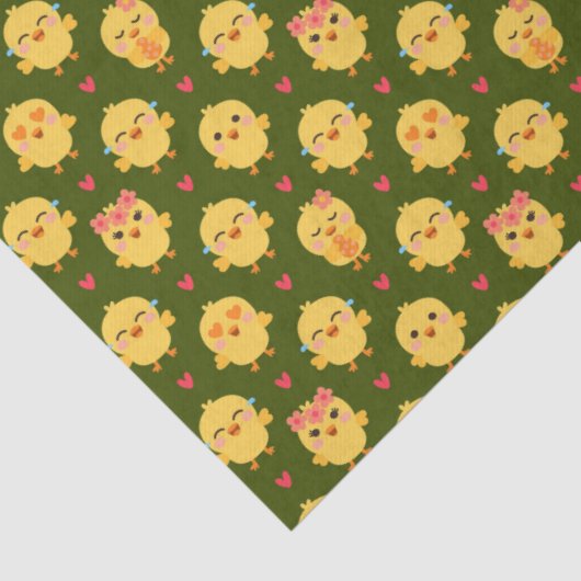 Cute Baby Chick Love with Hearts 薄葉紙 (詳細)