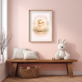 Cute Baby Chick Neutral Nursery Kids Room ポスター
