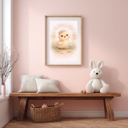 Cute Baby Chick Neutral Nursery Kids Room ポスター
