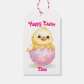 Cute Baby Chick Watercolor Easter ギフトタグ (正面)