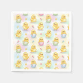 Cute Baby Chick Watercolor Easter スタンダードカクテルナプキン (正面)